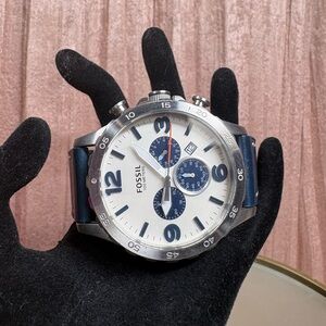 Fossil Silver and Navy Chronograph Watch